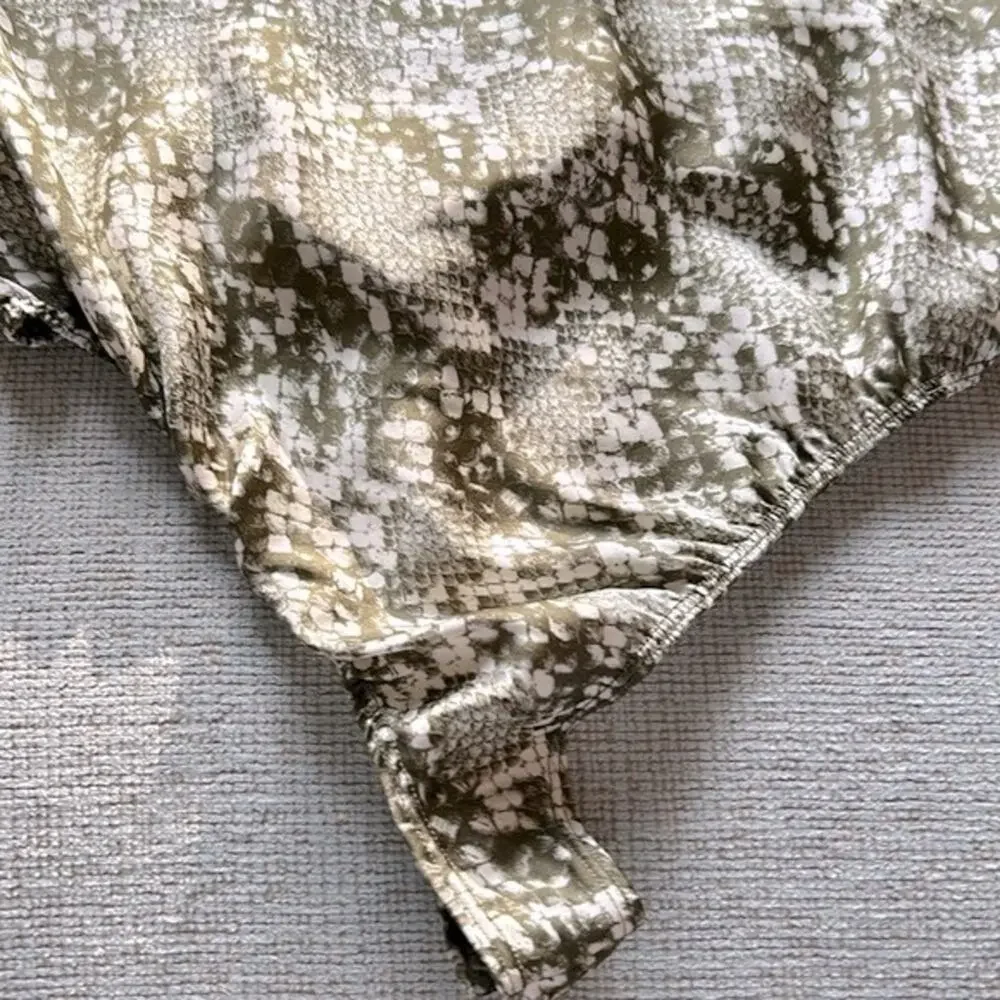 NEW Free People Night Out green Snake Skin print strappy thong Bodysuit